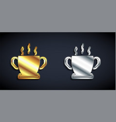 Gold And Silver Bowl Of Hot Soup Icon Isolated On