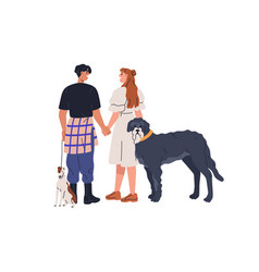 Love Couple With Two Dogs Happy Man And Woman