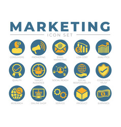 Round Marketing Icon Set Consumers Promotion