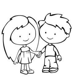 Boy and girl standing opposite each other Vector Image