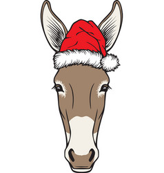 Christmas Donkey Head With Santa Hat Color