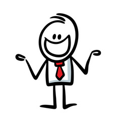 Funny Doodle Businessman With Silly Smile On His