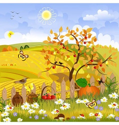 Autumn rural landscape Royalty Free Vector Image