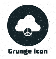 Grunge Peace Cloud Icon Isolated On White