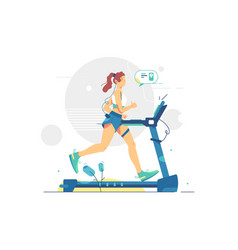 Woman In Gym Train On Treadmill