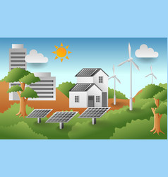 Flat Isometric Concept Solar Panel Energy Scenery