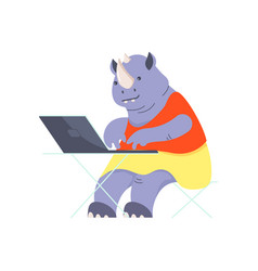 Funny Rhino Is Working