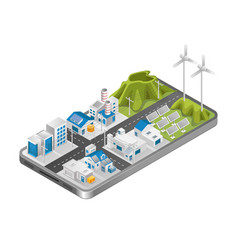 Flat Isometric Concept Solar Panel Industrial