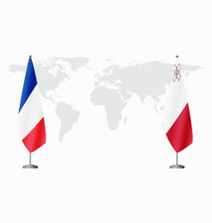 France And Malta Flags For Official Meeting