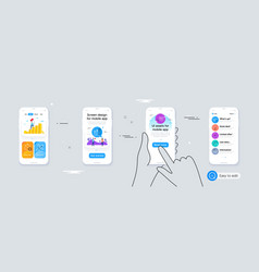 Set Of Graph Chart Love Book And Startup Rocket