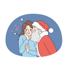 Santa Claus Kiss Young Woman