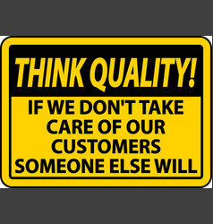 Think Quality Take Care Of Customers Sign