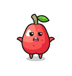 Water Apple Mascot Character Saying I Do Not Know