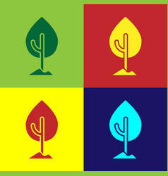 Pop Art Tree Icon Isolated On Color Background