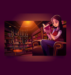 Book Club Cartoon Landing Page Woman Reading