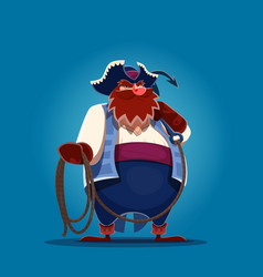 Cartoon Fat Pirate Corsair Sailor With Hook Rope