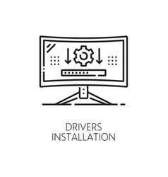 Computer Software Line Icon Of Driver Installation