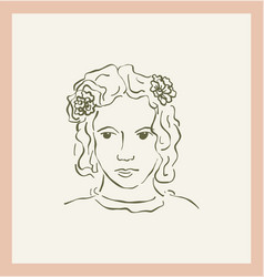 Female Portrait With Flower Single Clipart