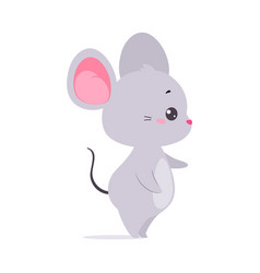 Cute Grey Mouse Character With Large Ears And Tail