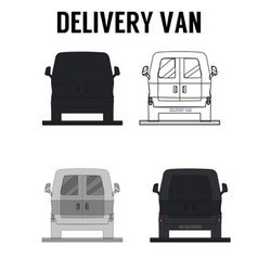 Flat Style Of Delivery Van Back View