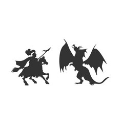 Knight And Dragon Fight Silhouette Medieval