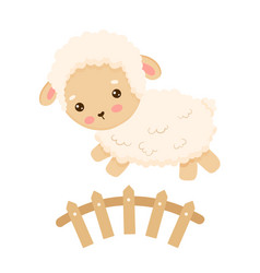 Cute Cartoon Sheep Jumping Over Fence Counting