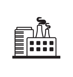 Factory Building Icon With Black And White Color