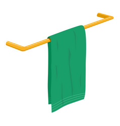 A Green Towel Hanging On Wooden Hanger