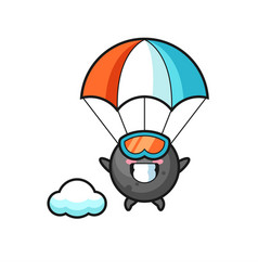 Cannon Ball Mascot Cartoon Is Skydiving