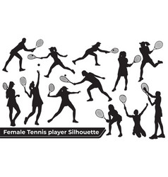 Collection Of Female Tennis Player Silhouettes