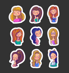 Cute Cartoon Girls Sticker Bookmark Portrait