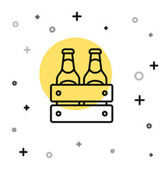 Black Line Pack Beer Bottles Icon Isolated