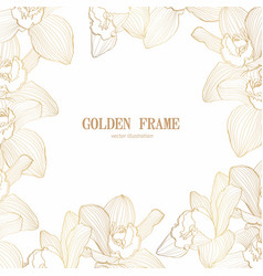 Golden Orchid Flowers Card Template