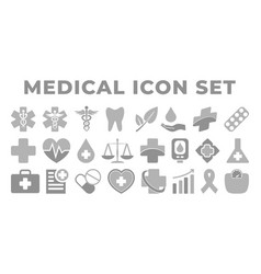 Gray Medical And Health Icon Set With Medicine