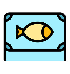 Ice Fish Banner Icon Flat