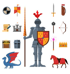 Medieval Kingdom Knights Flat Icons Set