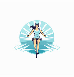 Sporty Woman Riding A Bicycle On The Beach