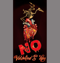 Anti Valentines Day Card Crow Skeleton And Heart