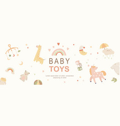 Baby Toys Horizontal Web Banner Kids Rainbow