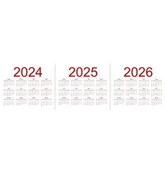 Calendar Grid For 2024 2025 And 2026 Years