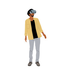 Casual Man In Virtual Reality Headset Isolated