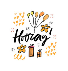 Hooray Cartoon Hand Drawn Lettering