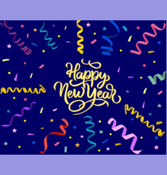 New Year Greeting Card With Confetti Serpentine