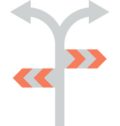 Road Junction Sign In Minimal Style