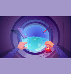 Spaceship With Earth View Through Porthole