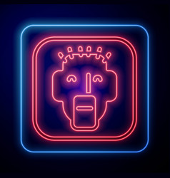 Glowing Neon Rapper Icon Isolated On Black