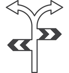 Road Junction Sign In Minimal Style