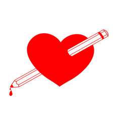 Red Pencil Piercing The Heart Like An Arrow