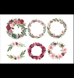 Watercolor Floral Wreath Border Bouquet Frame