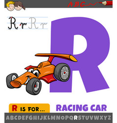 Letter R Worksheet With Cartoon Racing Car